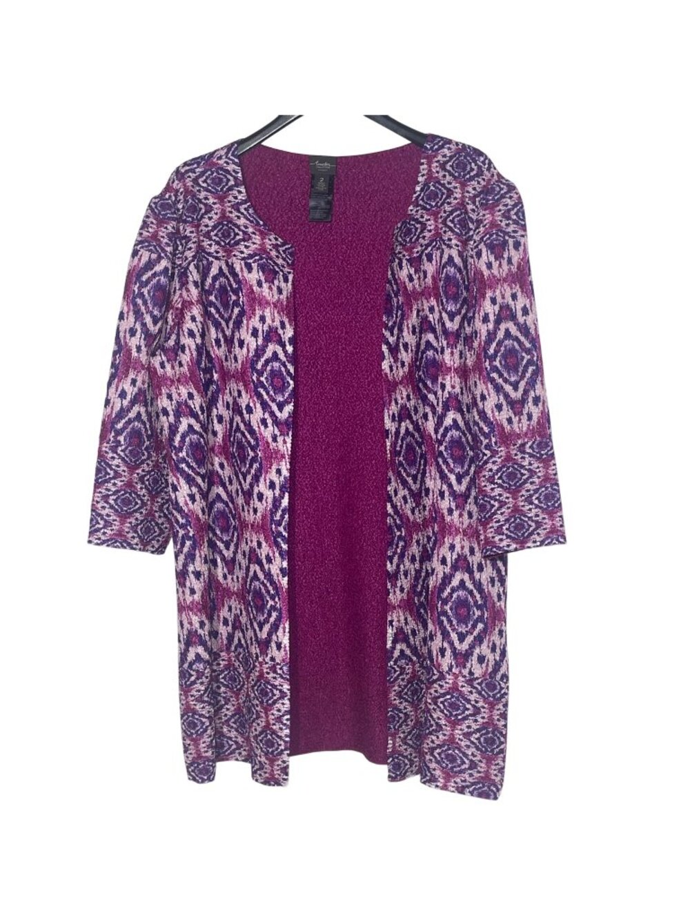 Chico's Travelers Diamond Ikat Scrunch Crinkle Topper Kimono Reversible Sz LG 2